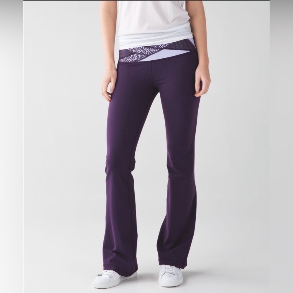 Lululemon Groove Pant III Deep Zinfandel Lilac Miss Mosaic Flare Yoga Pants 2